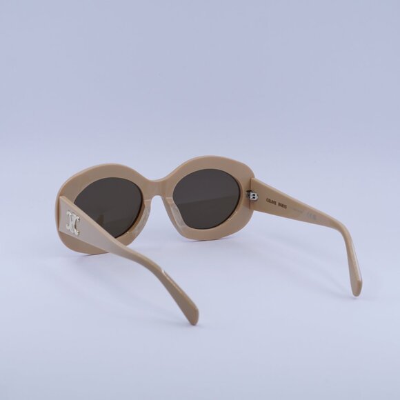 Celine CL40292U 57E Sunglasses Beige Oval Frame, Brown Lenses - Picture 6 of 10